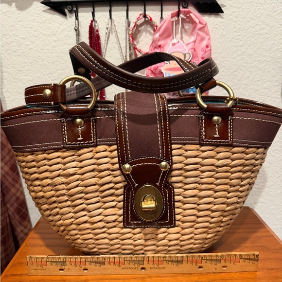 Coach Brown and Tan Woven Tote - Picture 8 of 10